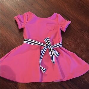 Pink POLO Kids Dress with Striped Belt
